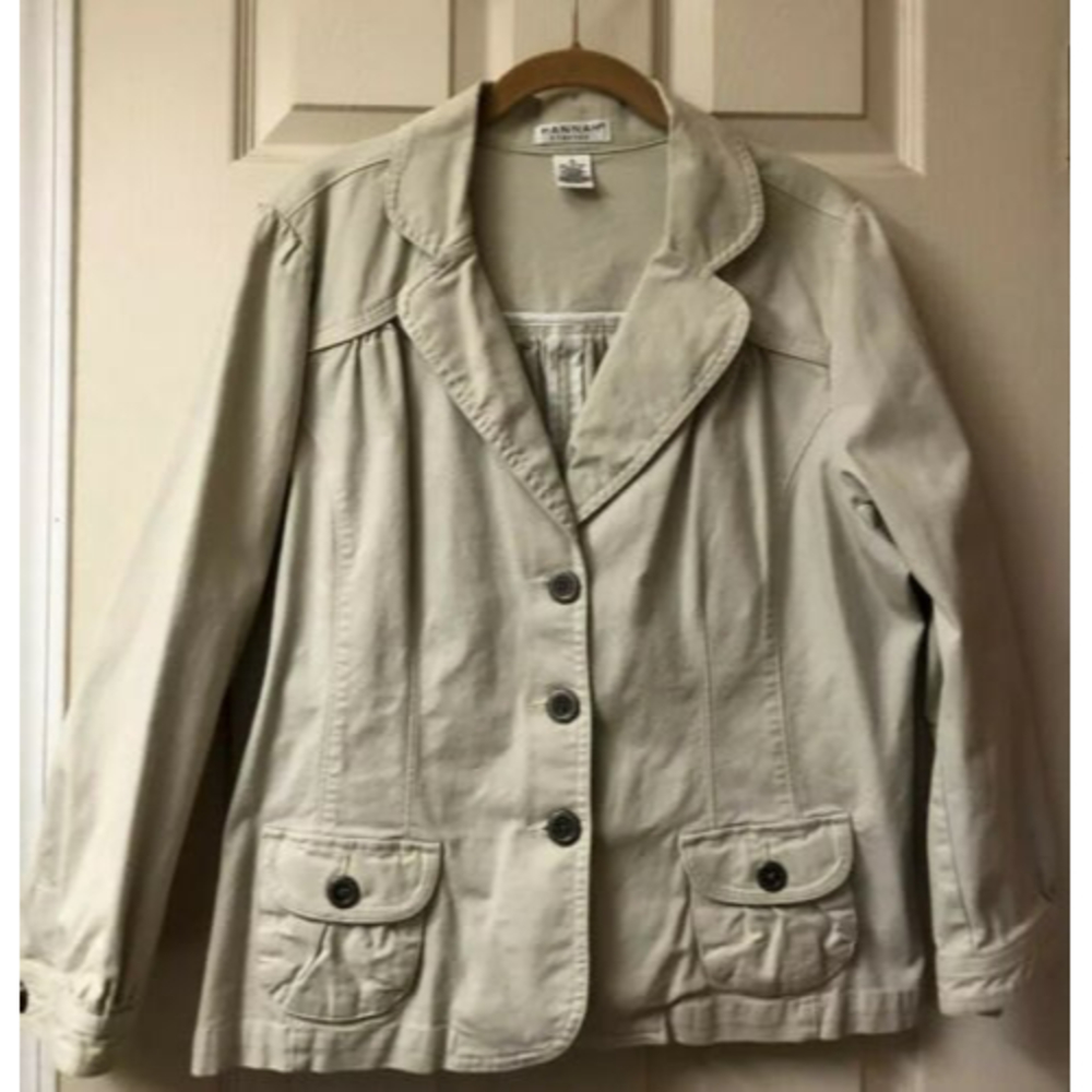 Hannah Stretch Beige  Woman's Size Extra Large Cotton Jacket Preowned